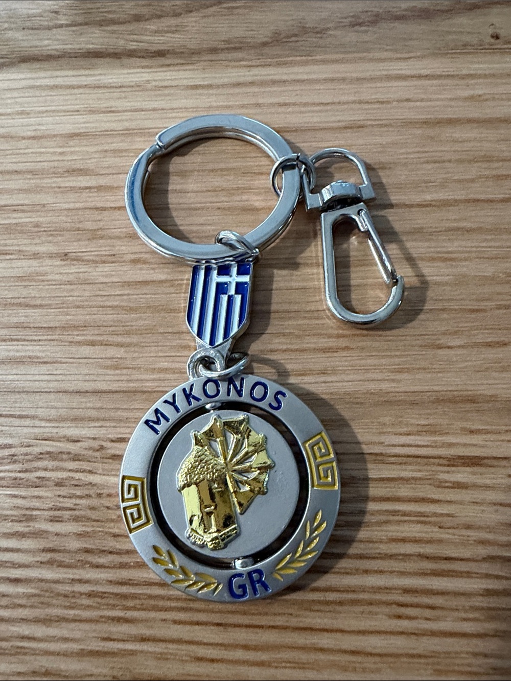 New! Mykonos Greek Souvenir Keychain - Blue, Gold & Silver
